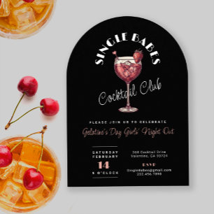 Invitation Fête de cocktail de la Saint-Valentin en noir pour