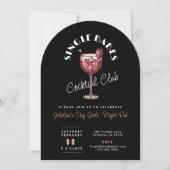Invitation Fête de cocktail de la Saint-Valentin en noir pour (Devant)