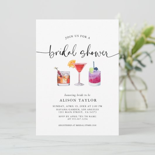 Invitation Fête de Cocktail de Mariage Calligraphie (Debout devant)