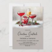 Invitation Fête de Cocktail de Noël au Houx (Devant)
