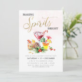 Invitation Fête de Cocktail de Noël avec des esprits brillant (Debout devant)