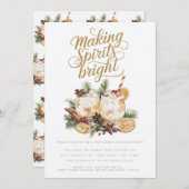 Invitation Fête de Cocktail de Noël avec des esprits brillant (Devant / Derrière)