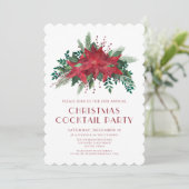 Invitation Fête de Cocktail de Noël Elegant Poinsettia (Debout devant)