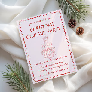 Invitation Fête de cocktail de Noël élégante et vintage