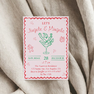 Invitation Fête de cocktail de Noël élégante Jingle et Mingle