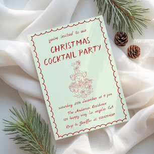 Invitation Fête de cocktail de Noël élégante vintage