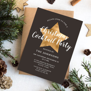 Invitation Fête de cocktail de Noël étoile dorée élégante