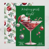 Invitation Fête de Cocktail de Noël festive (Devant / Derrière)