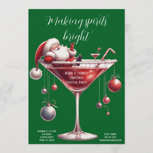 Invitation Fête de Cocktail de Noël festive (Devant)
