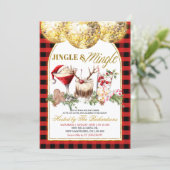 Invitation Fête de Cocktail de Noël Gingham Jingle Mingle (Debout devant)