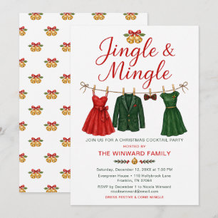 Invitation Fête de Cocktail de Noël Jingle & Mingle