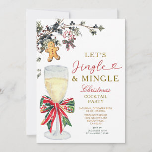 Invitation Fête de Cocktail de Noël Jingle & Mingle