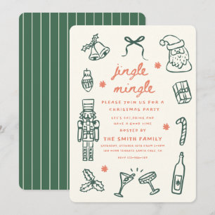 Invitation Fête de Cocktail de Noël Jingle Mingle