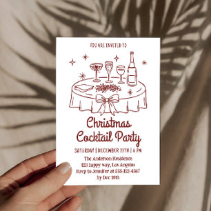 Invitation Fête de cocktail de Noël minimaliste classique
