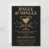 Invitation Fête de cocktail de Noël Moderne Jingle & Mingle (Devant)