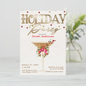 Invitation Fête de Cocktail de Noël Or Rouge Férié (Debout devant)