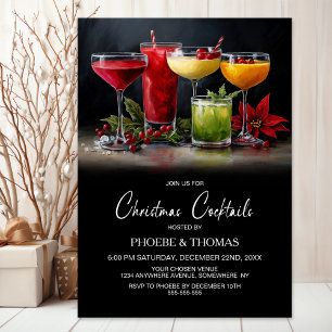 Invitation Fête de Cocktail de Noël Poinsettia
