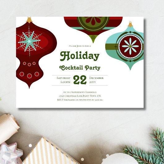 Invitation Fête de Cocktail de Noël Rétro du Milieu du Siècle