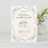 Invitation Fête de cocktail de Noël vintage (Debout devant)