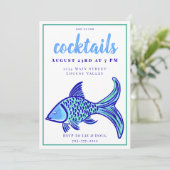 Invitation Fête de cocktail de poissons bleus prépa (Debout devant)