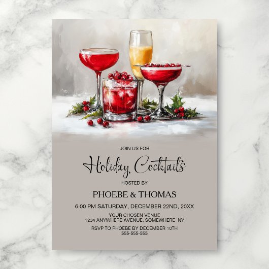 Invitation Fête de cocktail de vacances de Noël