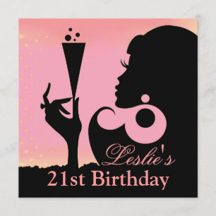 Invitation Fête de Cocktail des 21 ans rose