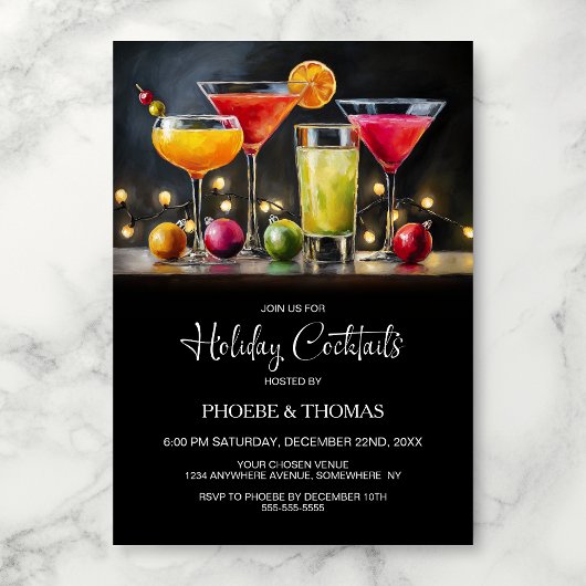 Invitation Fête de cocktail des Fêtes