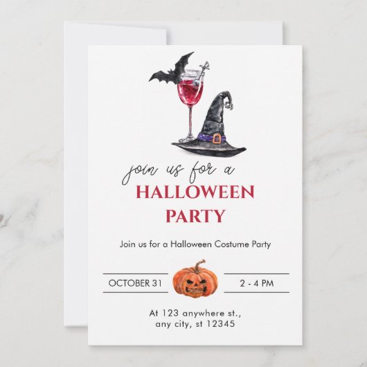 Invitation Fête de cocktail d'Halloween (Devant)