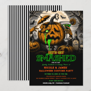Invitation Fête de cocktail d'Halloween avec citrouille écras