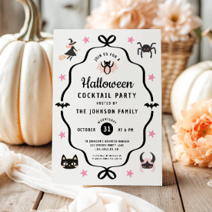 Invitation Fête de cocktail d'Halloween Coquette Mignonne