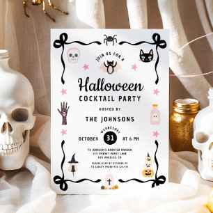 Invitation Fête de cocktail d'Halloween Coquette Mignonne