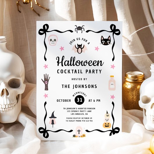 Invitation Fête de cocktail d'Halloween Coquette Mignonne
