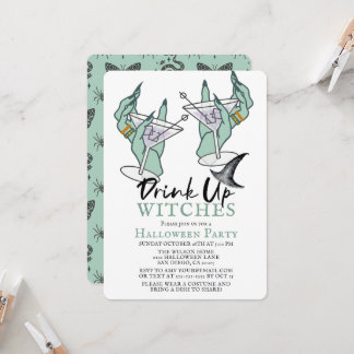 Invitation Fête de Cocktail d'Halloween des Sorcières, Buvez!