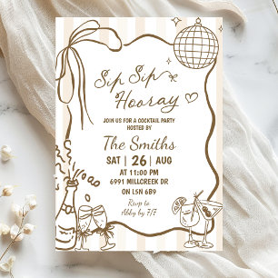 Invitation Fête de cocktail Doodle écrit à la main Sip Sip Ho