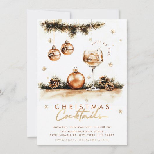 Invitation Fête de Cocktail Élégant Boho Noël (Devant)