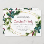 Invitation Fête de cocktail élégante de Noël au pin (Devant / Derrière)