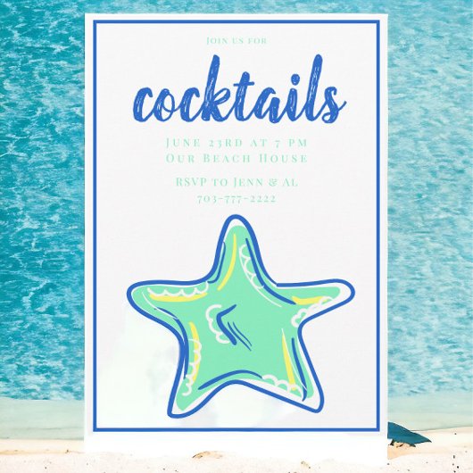 Invitation Fête de Cocktail Étoile de Mer Vert Prépa 