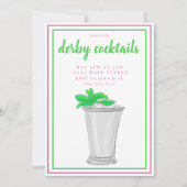 Invitation Fête de cocktail Mint Julep Derby / Rose et vert (Devant)