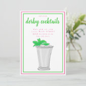 Invitation Fête de cocktail Mint Julep Derby / Rose et vert (Debout devant)