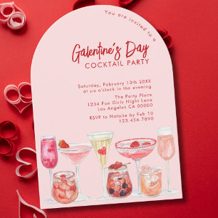 Invitation Fête de cocktail moderne rose et rouge de Galentin