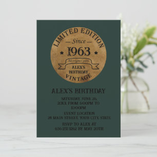 Invitation Fête de cocktail personnalisée pour 60 ans vintage