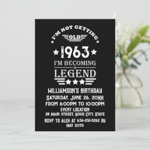 Invitation Fête de cocktail personnalisée pour 60 ans vintage
