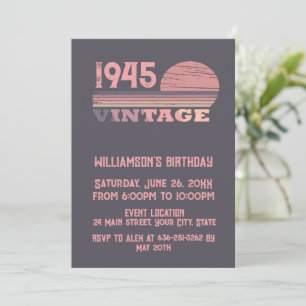 Invitation Fête de cocktail personnalisée pour 80 ans vintage
