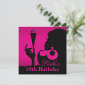 Invitation Fête de Cocktail pour 18 ans fuschia (Debout devant)