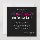 Invitation Fête de Cocktail pour 18 ans fuschia (Dos)