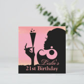 Invitation Fête de Cocktail pour 21 ans rose (Debout devant)