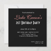 Invitation Fête de Cocktail pour 21 ans rose (Dos)