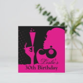 Invitation Fête de cocktail pour 30 ans en rose (Debout devant)