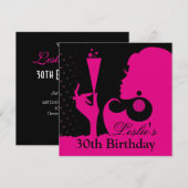 Invitation Fête de cocktail pour 30 ans rose (Devant / Derrière)