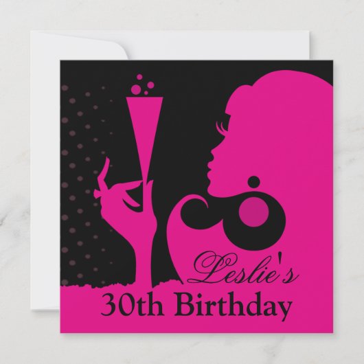 Invitation Fête de cocktail pour 30 ans rose (Devant)